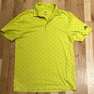 Adidas Men's Bright Yellow Polo with Pattern